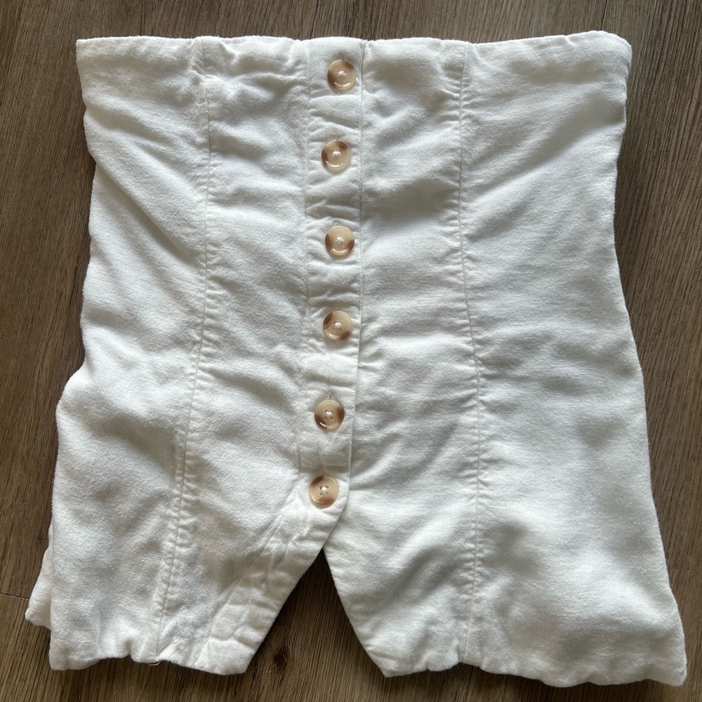 Abercrombie & Fitch White Linen Strapless Top